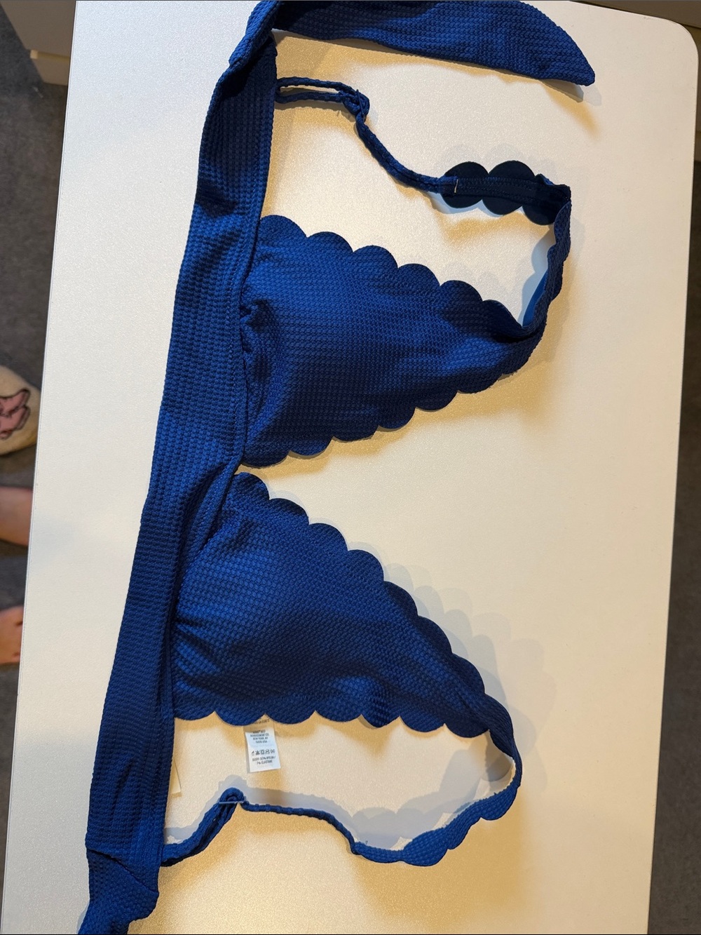 aerie Navy Scalloped Triangle Bikini Top